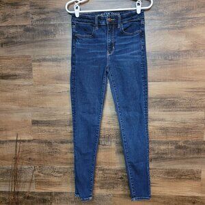 American Eagle Jeans 4 R Jegging Super Hi Rise Next Level Stretch Medium Dark